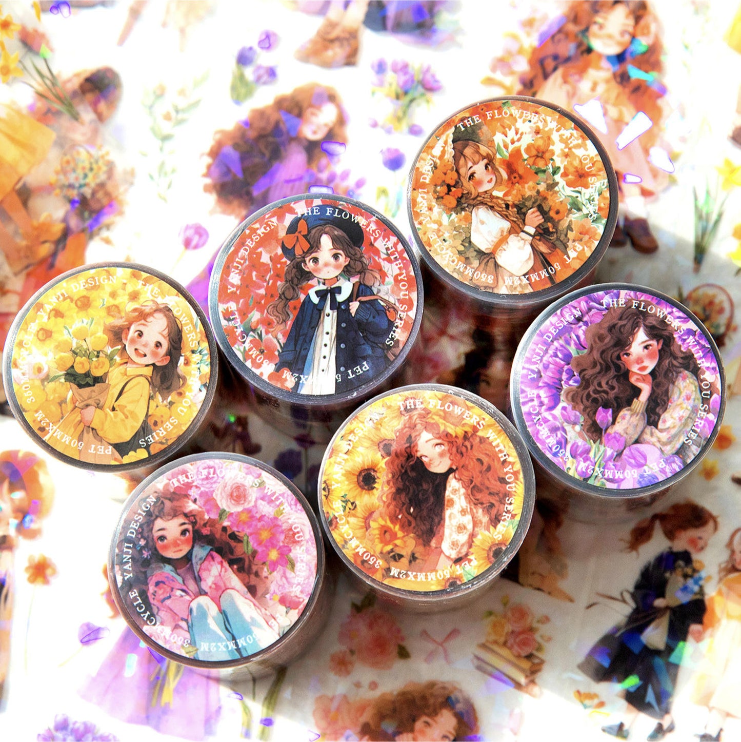 2M/Roll Flowers and You Series Literary Shell Light Girl Pet Tape