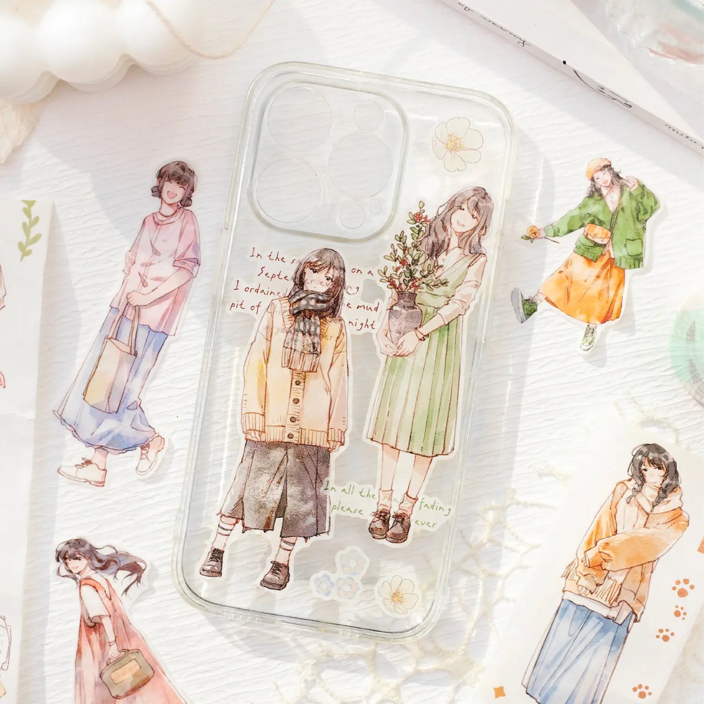 1 Roll Cute Girl Daily Life Masking Washi Tape