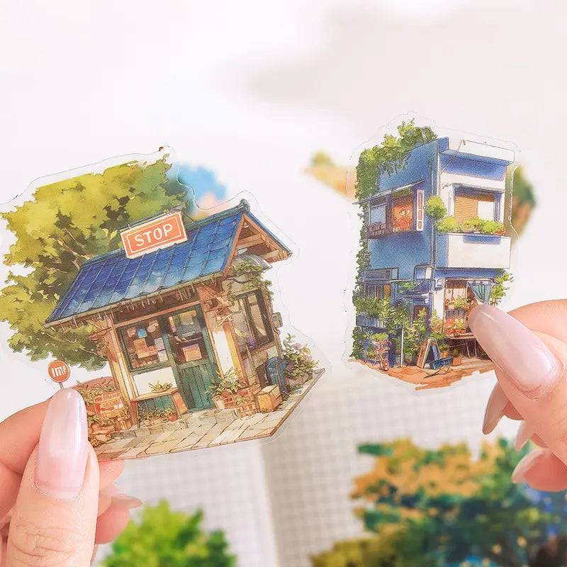 10 Pcs nature scroll aquascape handbook stickers for Journaling