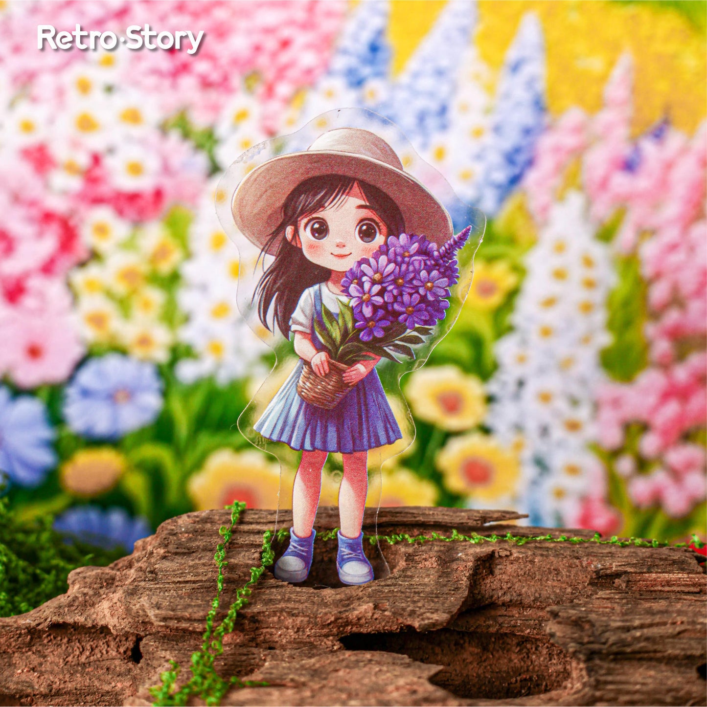 20 Pcs Hibiscus Series Fairy Tale Cute Girl Stickers