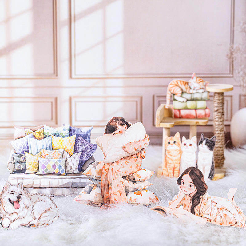 100 Pcs Lie Flat Plan Series Character Scenery Sticker Box