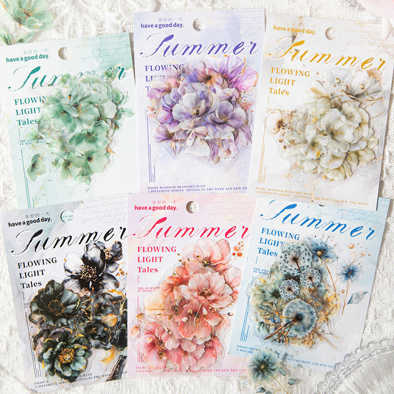15 pcs Flower Story Series Multi-Size Flower Sticker Pack