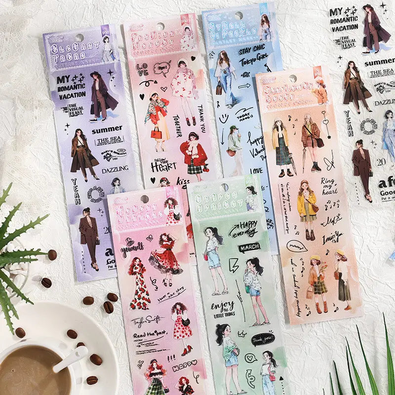 6 Sheets Beauty Muse Character Girl Stickers