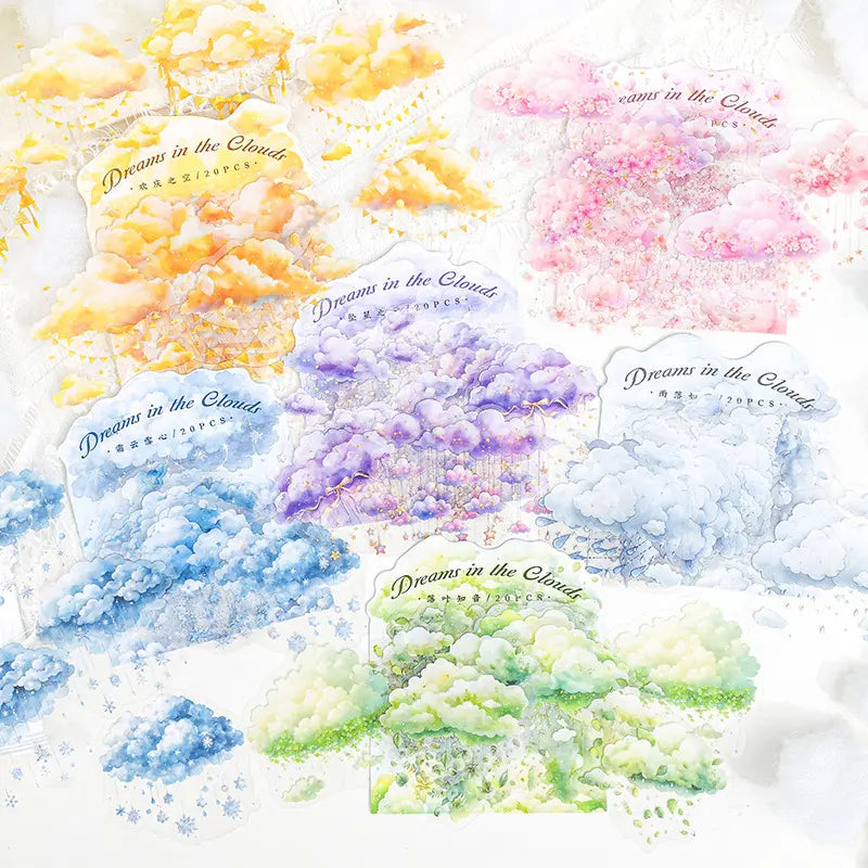 20 Pcs Cloud Dream Series Dreamy Cute Cloud Landscaping pet sticker