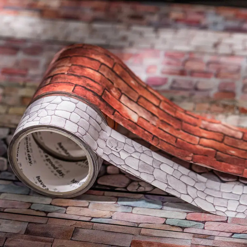2 Rolls/Box Vintage Wall Tiles Texture Material Washi Tape Set