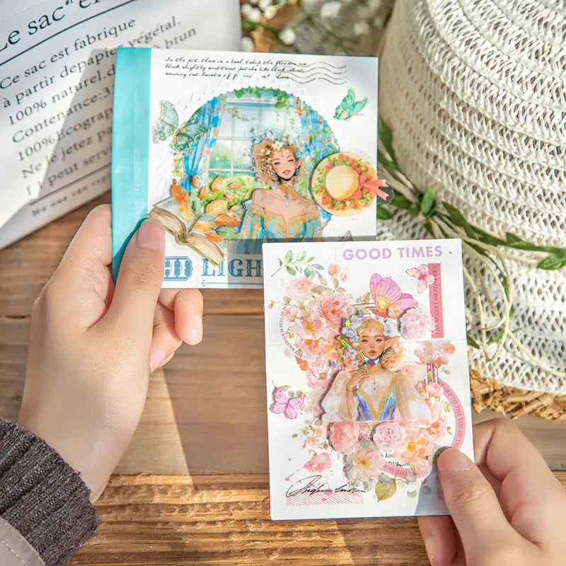 10 Pcs Messenger of Spring Flower Series Vintage Spring Girl Theme Pet Stickers