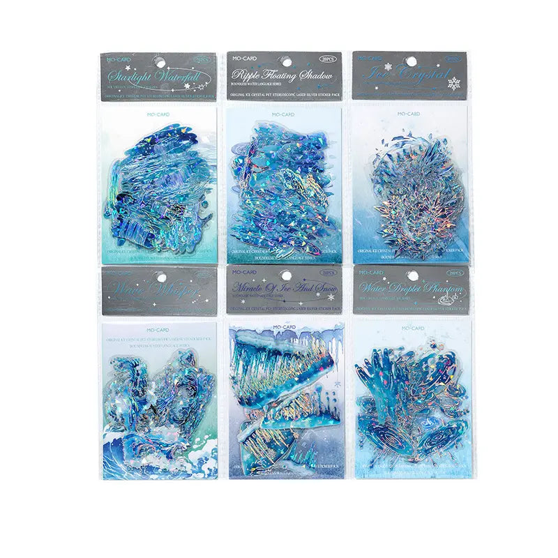 20 pcs Ice Crystal PET Stereoscopic Laser Silver Sticker Pack