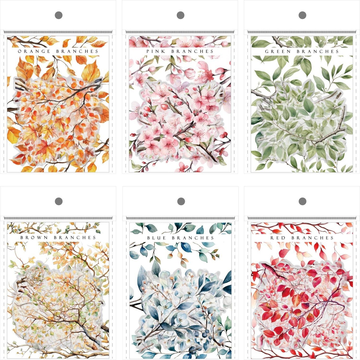 20 Pcs Branches and Leaves Series Decorative Stickers