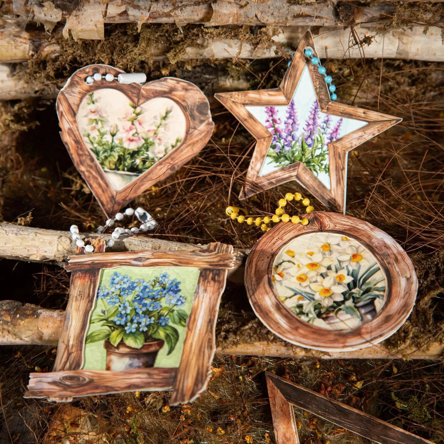 30 Pcs Garden Items Series Vintage small Wooden Landscaping Collage Sticker