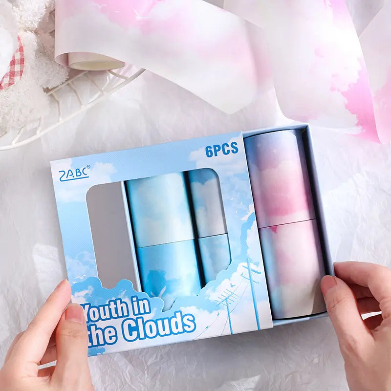 6 Rolls Cloud Scenery Washi Tape Sticker Roll Box