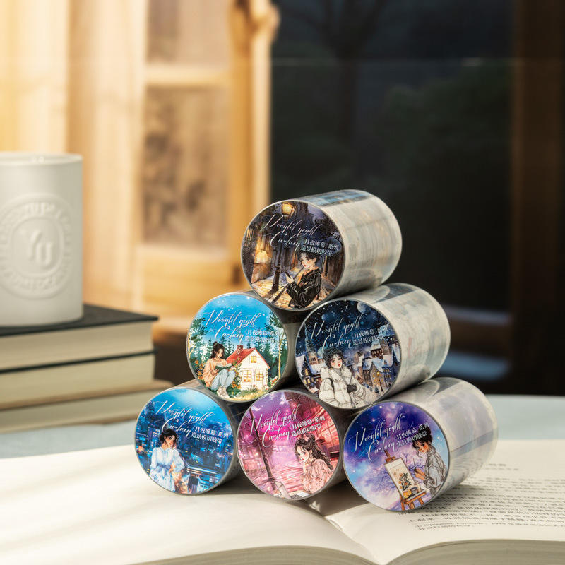 65mm*200cm Moonlight Night Curtain Series Vintage Character Landscape Pet Tape