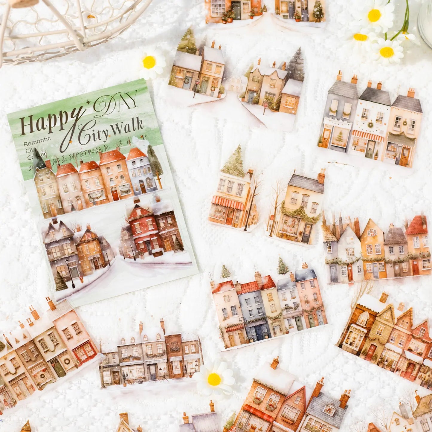 30 Pcs City Roaming Series Cute Travel Building Landscaping pet sticker