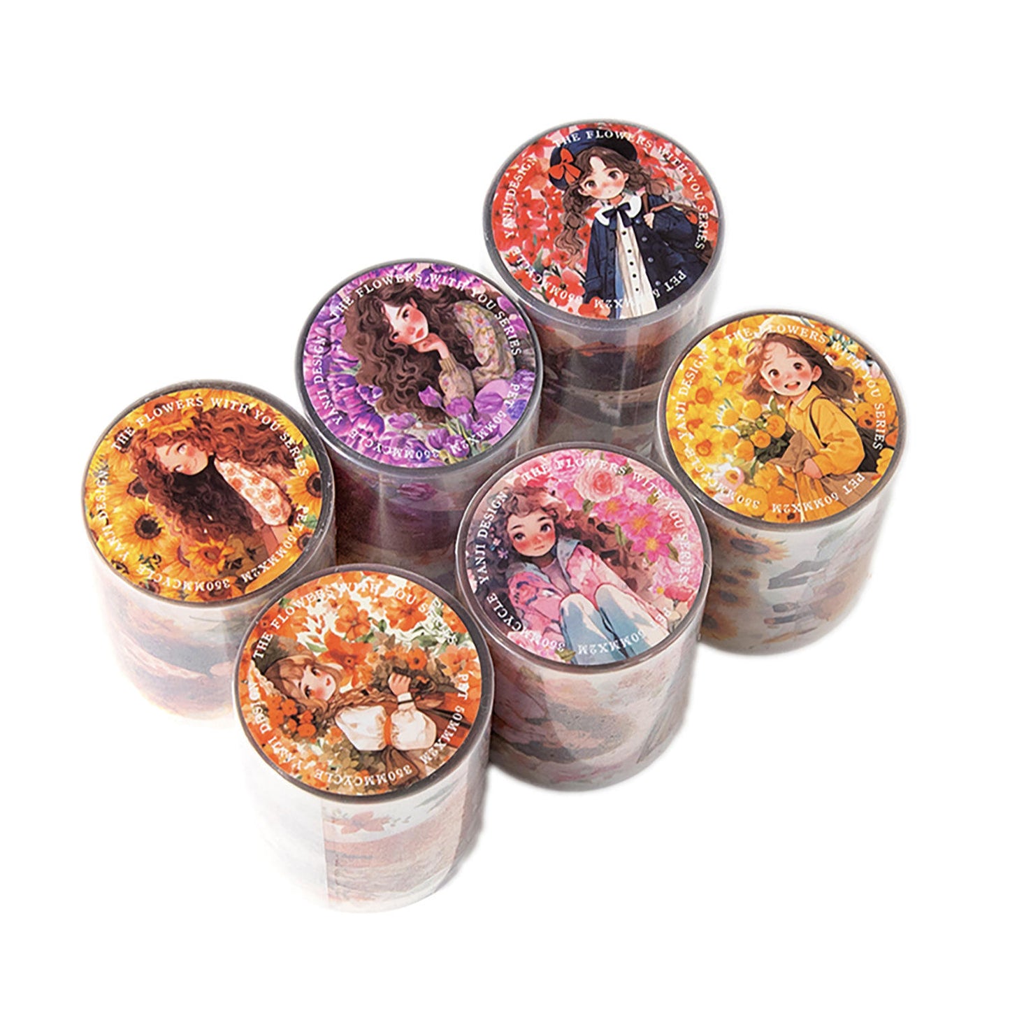 2M/Roll Flowers and You Series Literary Shell Light Girl Pet Tape