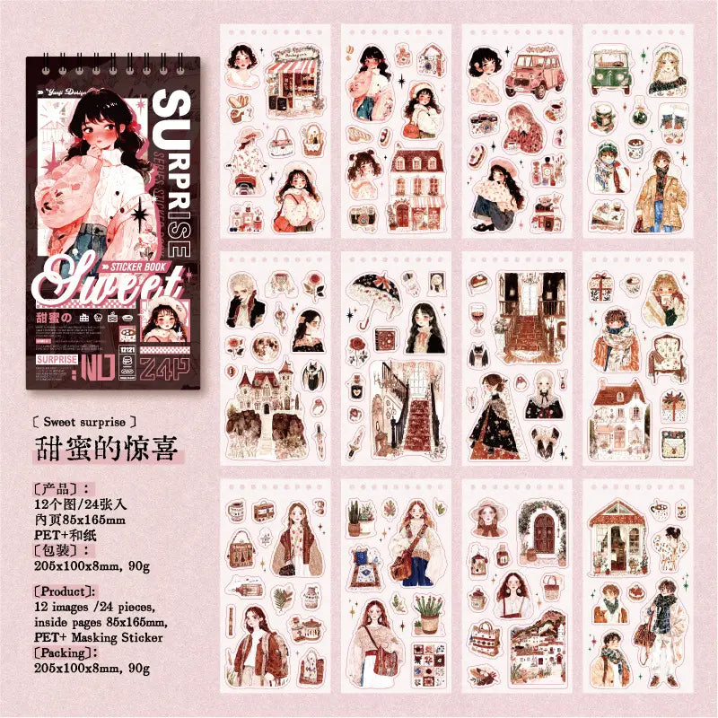 24 Sheets Sweet Surprise Series Character Scene Creative Sticker Book