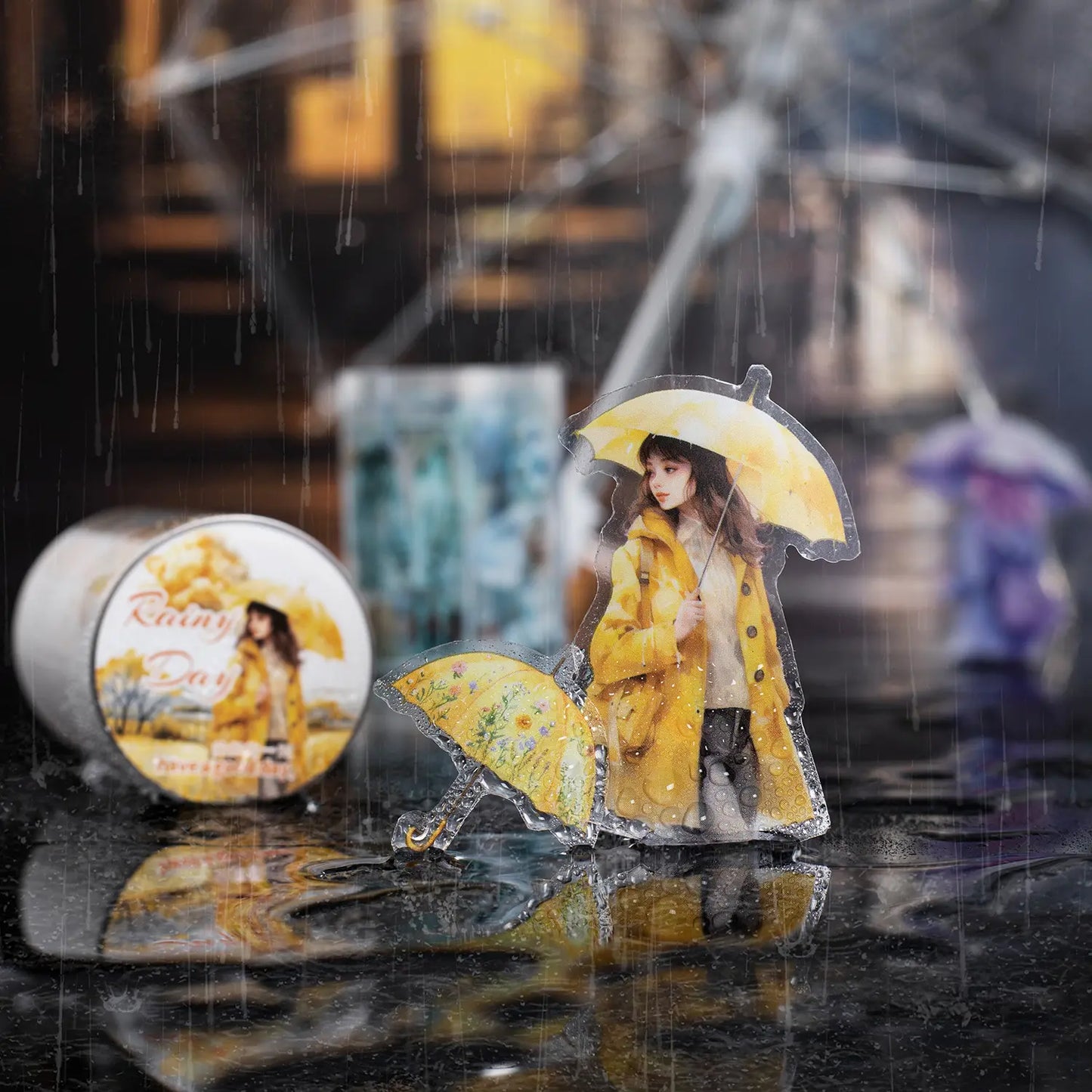 1 Roll Rainy Day Series Weather Aquascape Girl Pet Tape