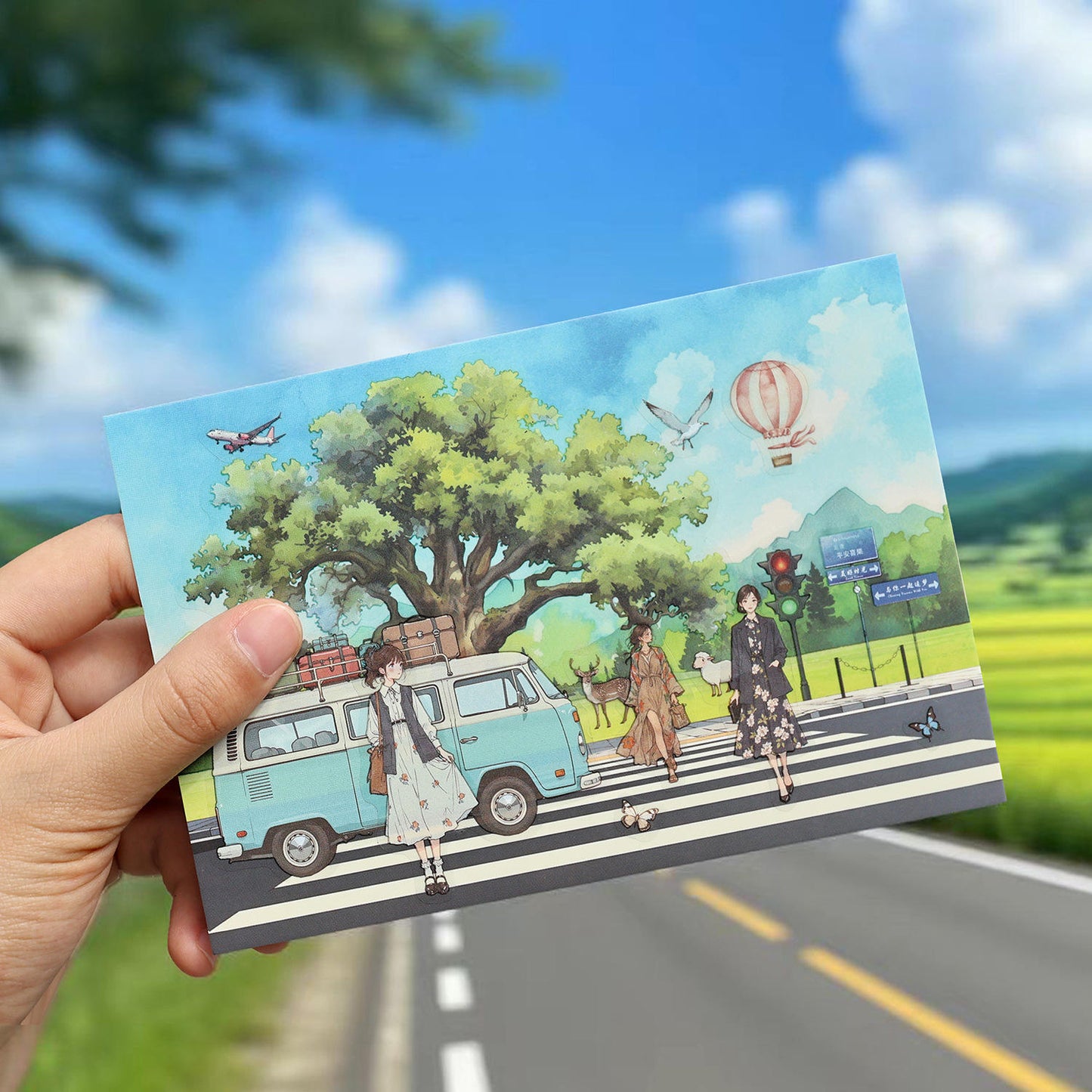 3pcs/pack Long Holiday Matte PET Landscape Stickers