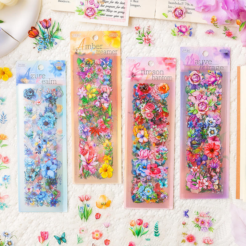10 sheets Flow Flower Language Pet Sticker Sheets