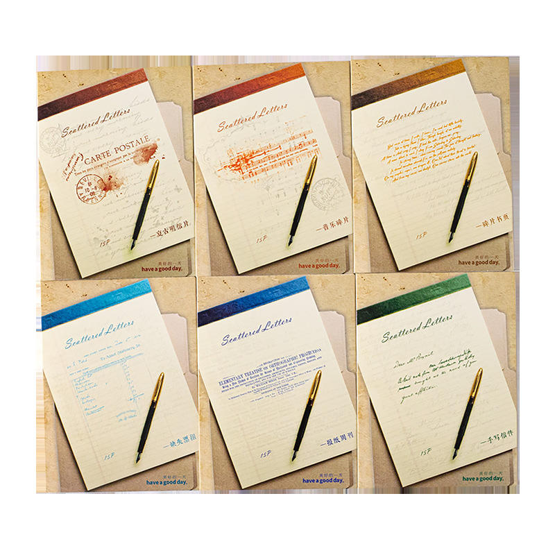 15pcs English Manuscript Mottled Letters Series Vintage Stickers