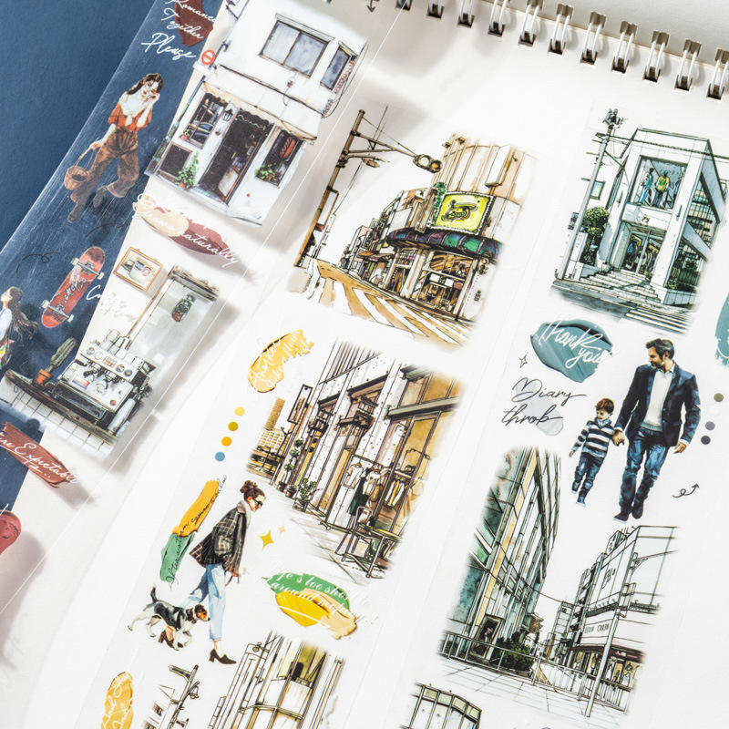 60mm*200cm Urban Stroll Series Vintage Street Character Pet Tape