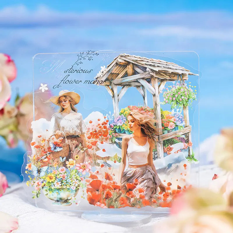 20 Pcs The Girl in The Flower Field Series Vintage Character Stickers