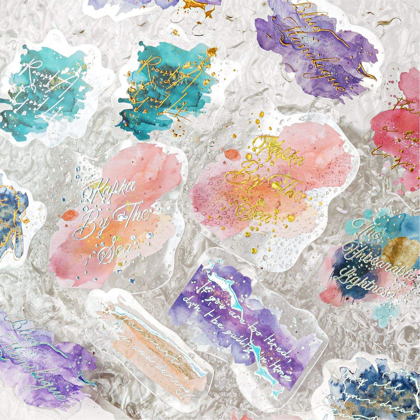 20 Pcs Flowing Light Dream Series Retro Dreamy Watercolor Stickers