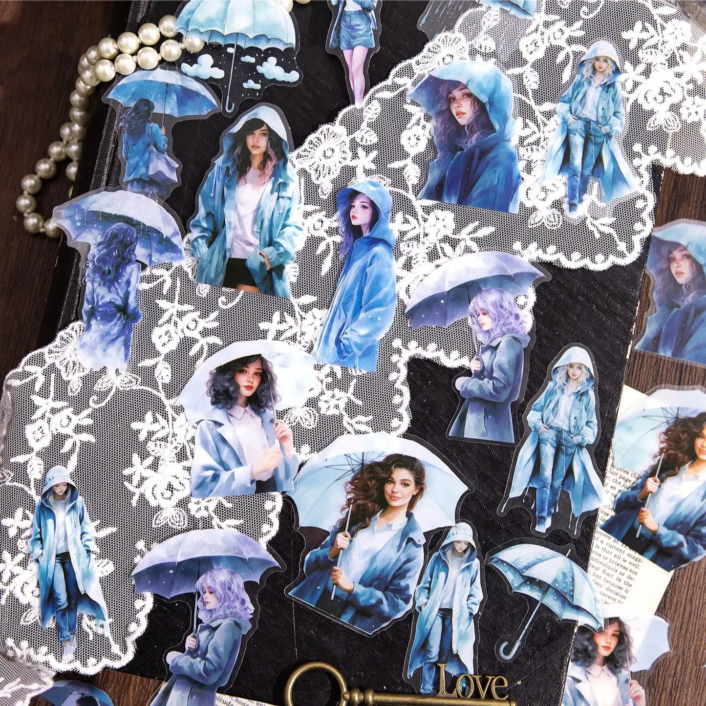 30 Pcs The Misty Rain Is Long Series Vintage Character Sticker Pack