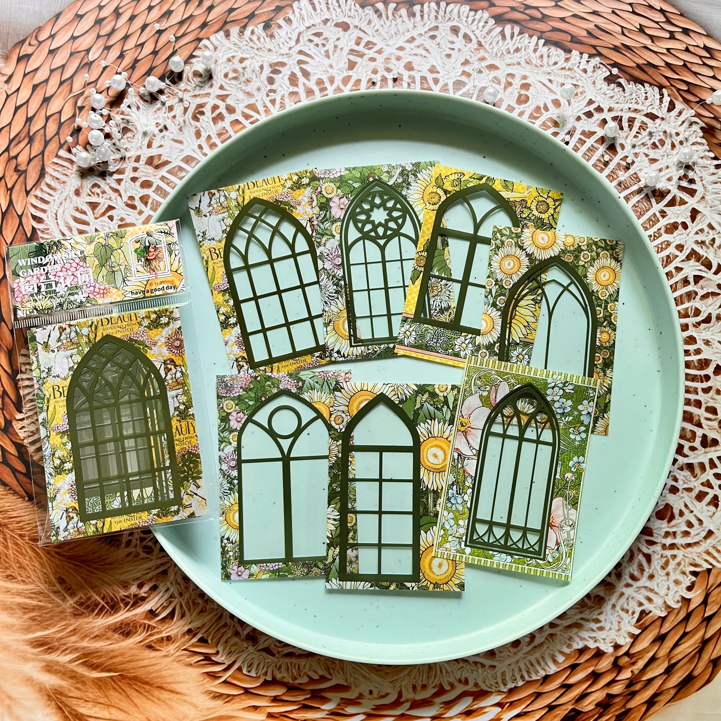 10 Pcs Windowsill Garden Series Window Frame Stickers