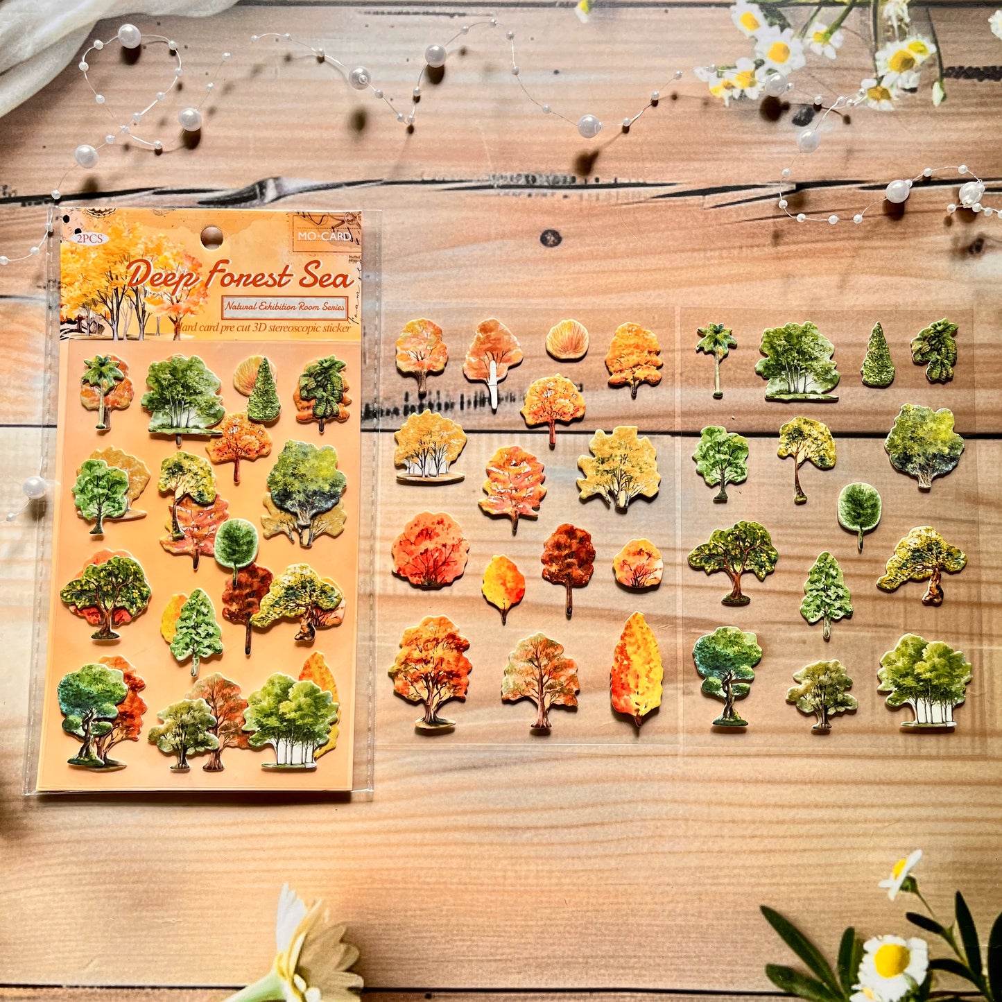 2 Sheets Natural Exhibition Room Series Vintage Butterfly Flower Material 3D Stickers