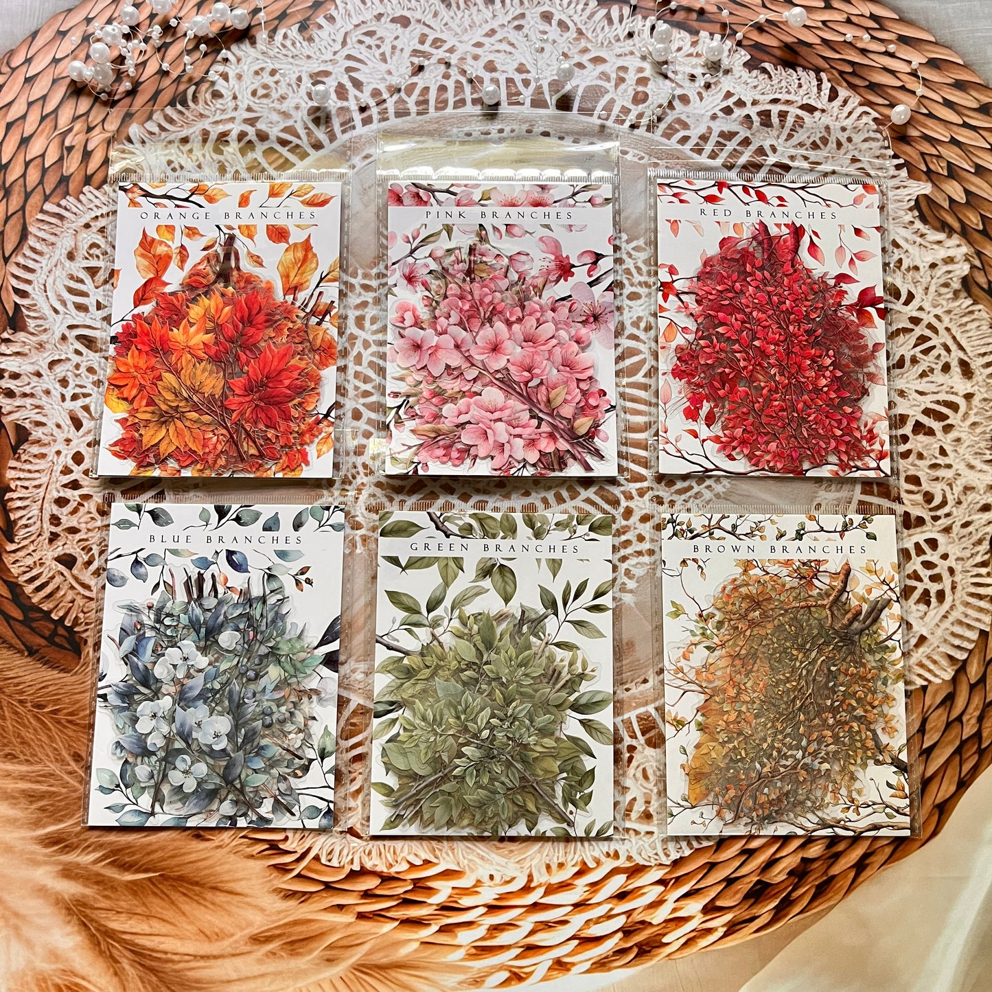 20 Pcs Branches and Leaves Series Decorative Stickers