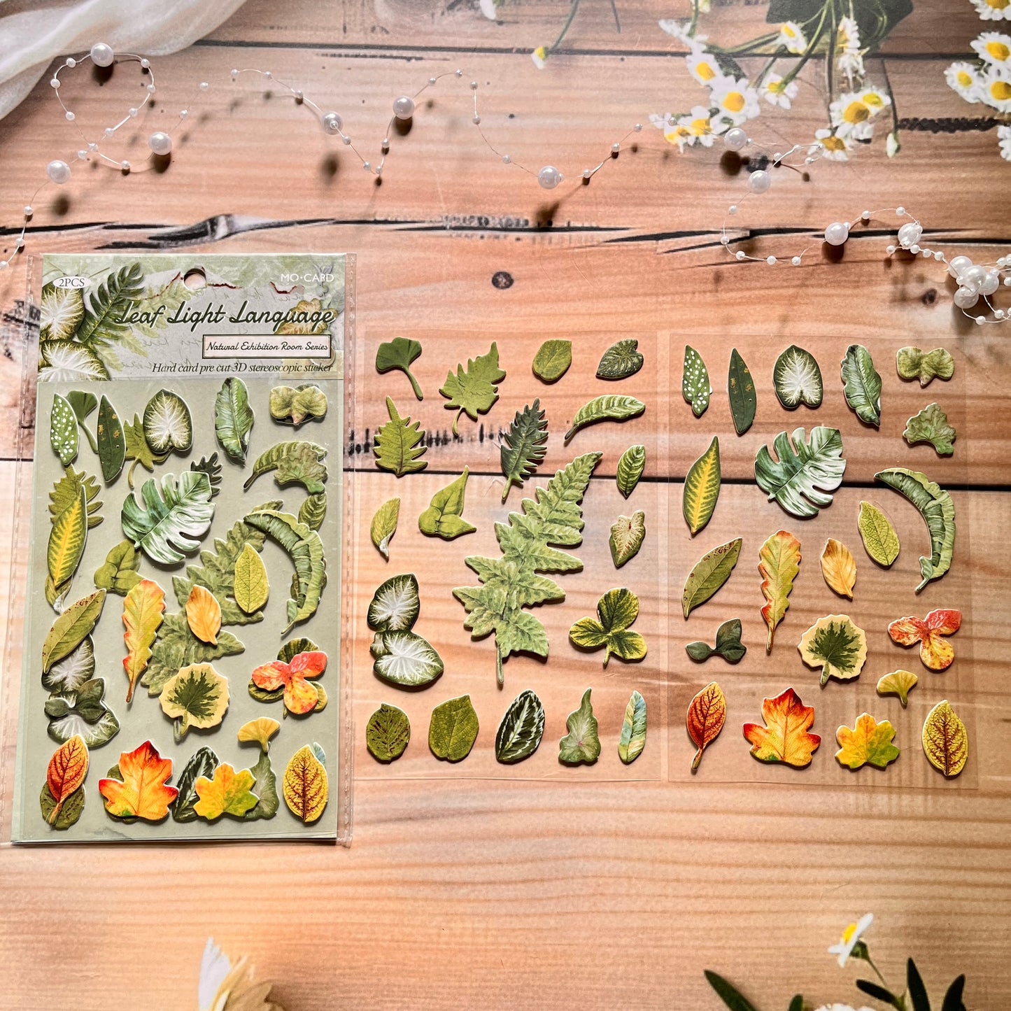 2 Sheets Natural Exhibition Room Series Vintage Butterfly Flower Material 3D Stickers