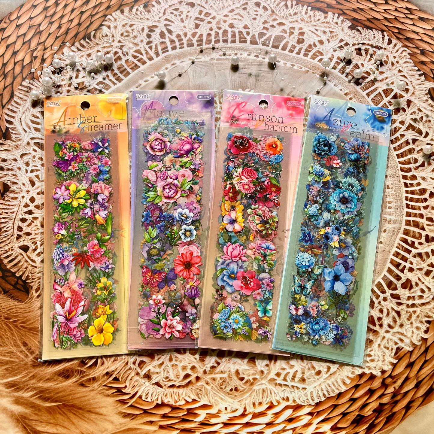10 sheets Flow Flower Language Pet Sticker Sheets
