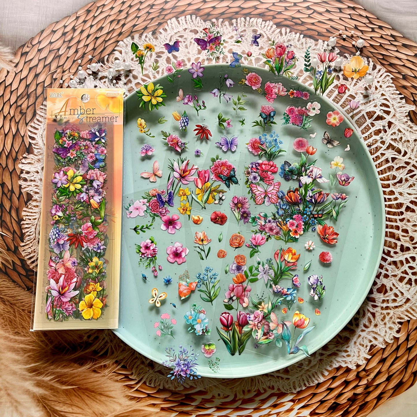 10 sheets Flow Flower Language Pet Sticker Sheets