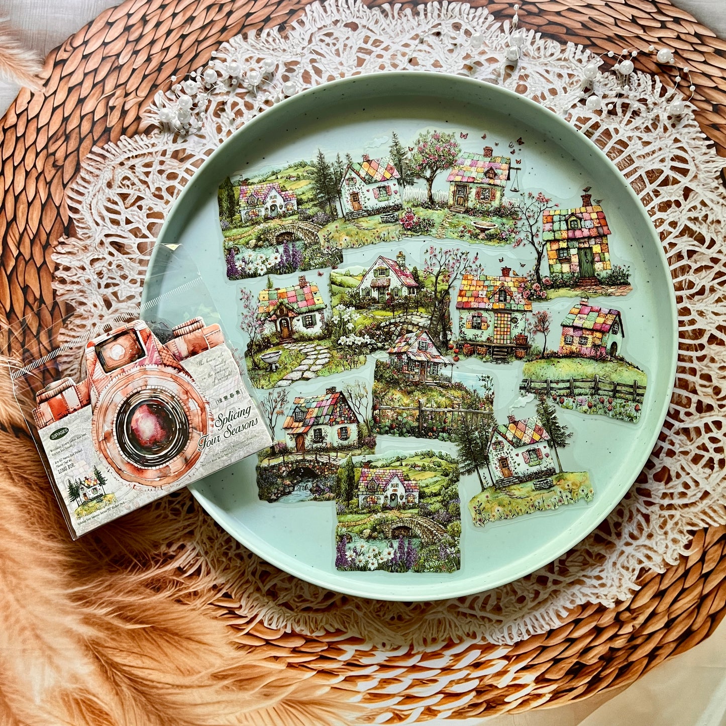 20 Pcs Patchwork Seasons Series Collage Decorative Landscaping stickers