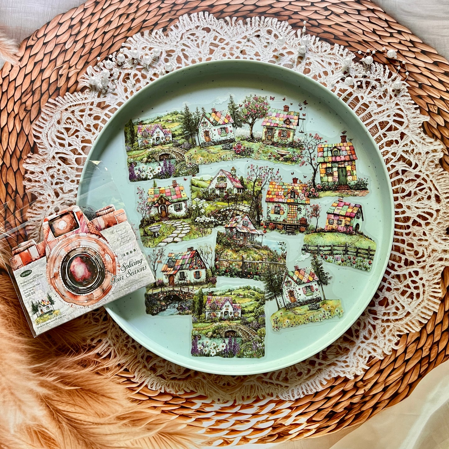 20 Pcs Patchwork Seasons Series Collage Decorative Landscaping stickers