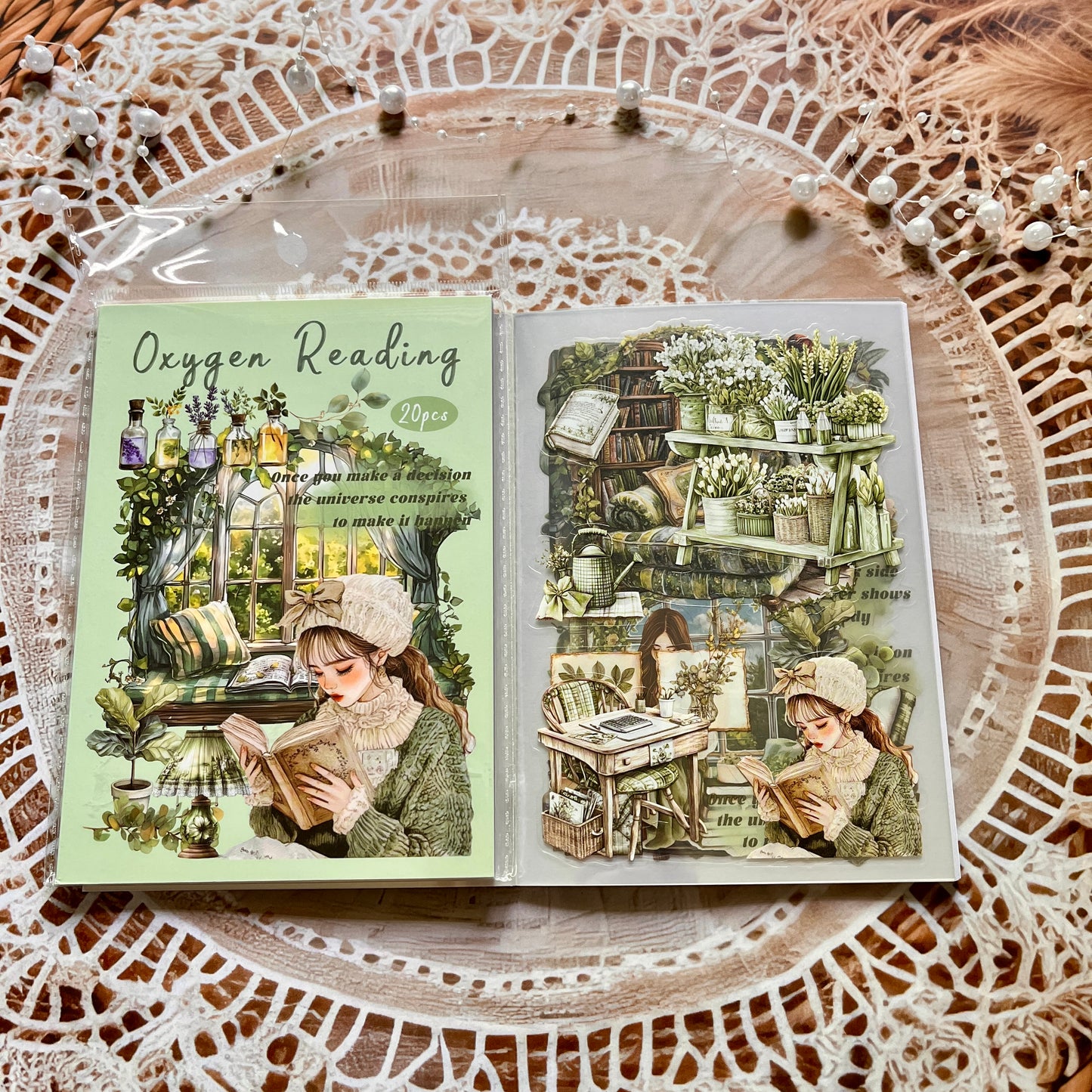 20 Pcs Small Fortune Series Vintage Character Flower Coffee Landscape Sticker Book