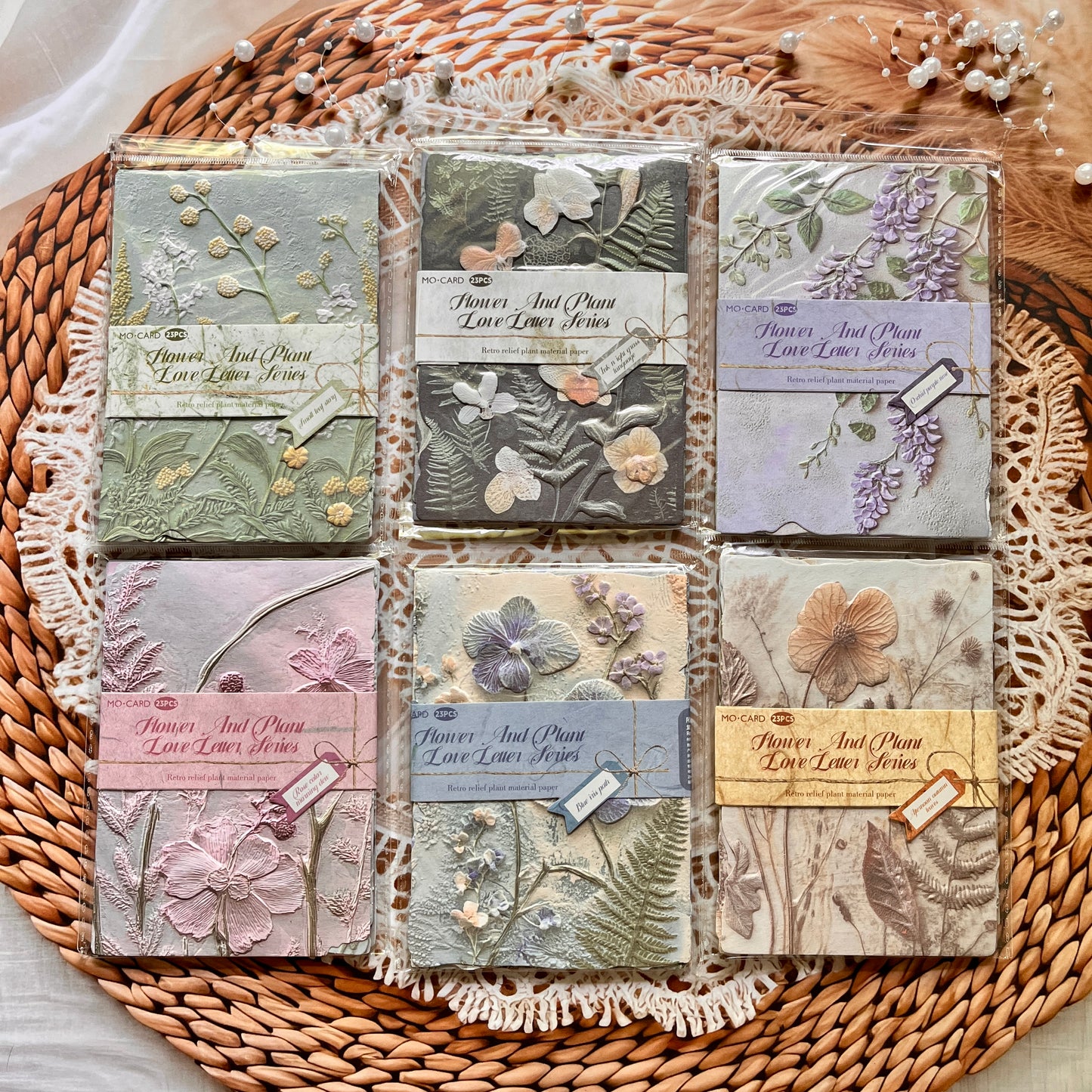 23 Pcs Flower and Grass Love Letter Series Vintage Relief Floral Material Paper