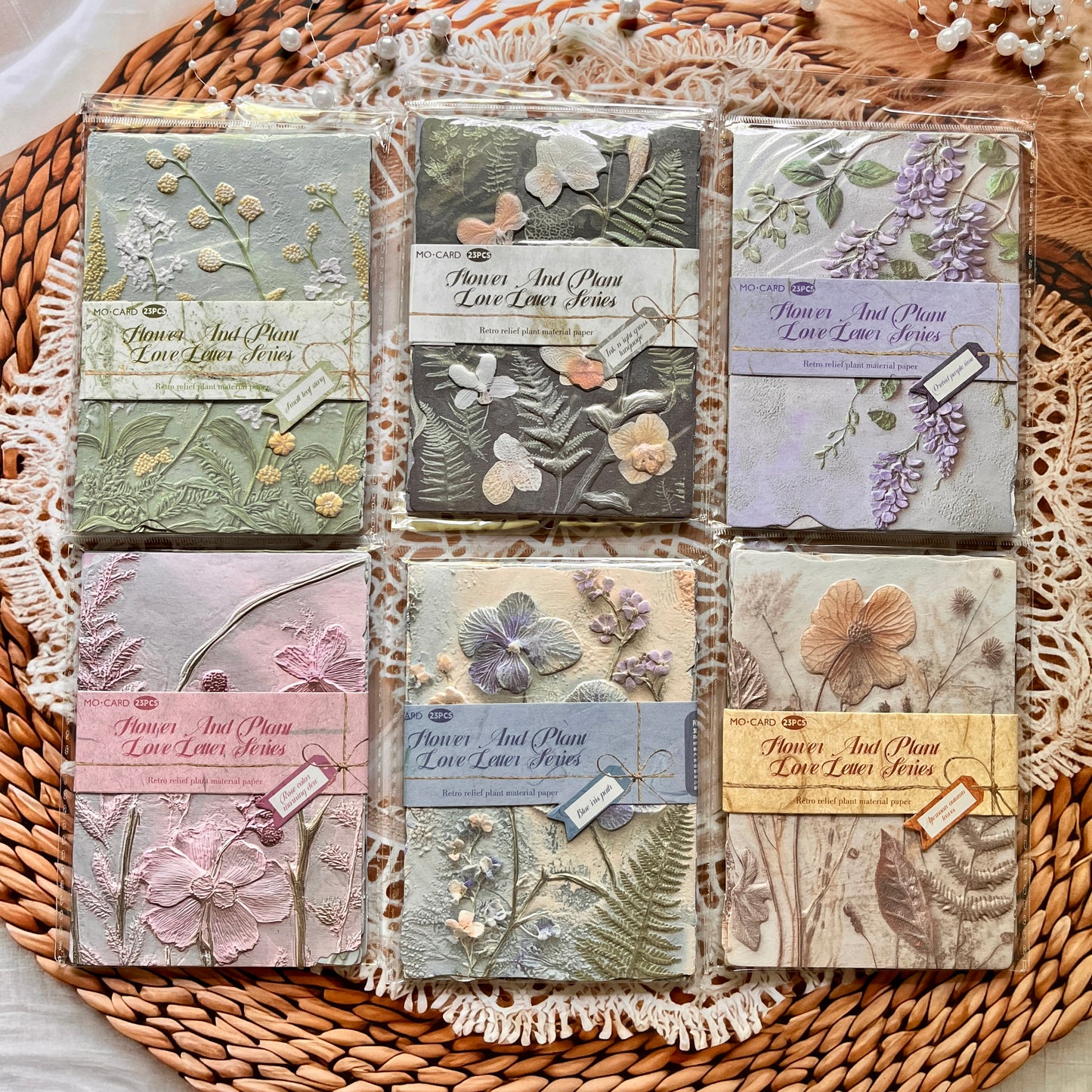 23 Pcs Flower and Grass Love Letter Series Vintage Relief Floral Material Paper