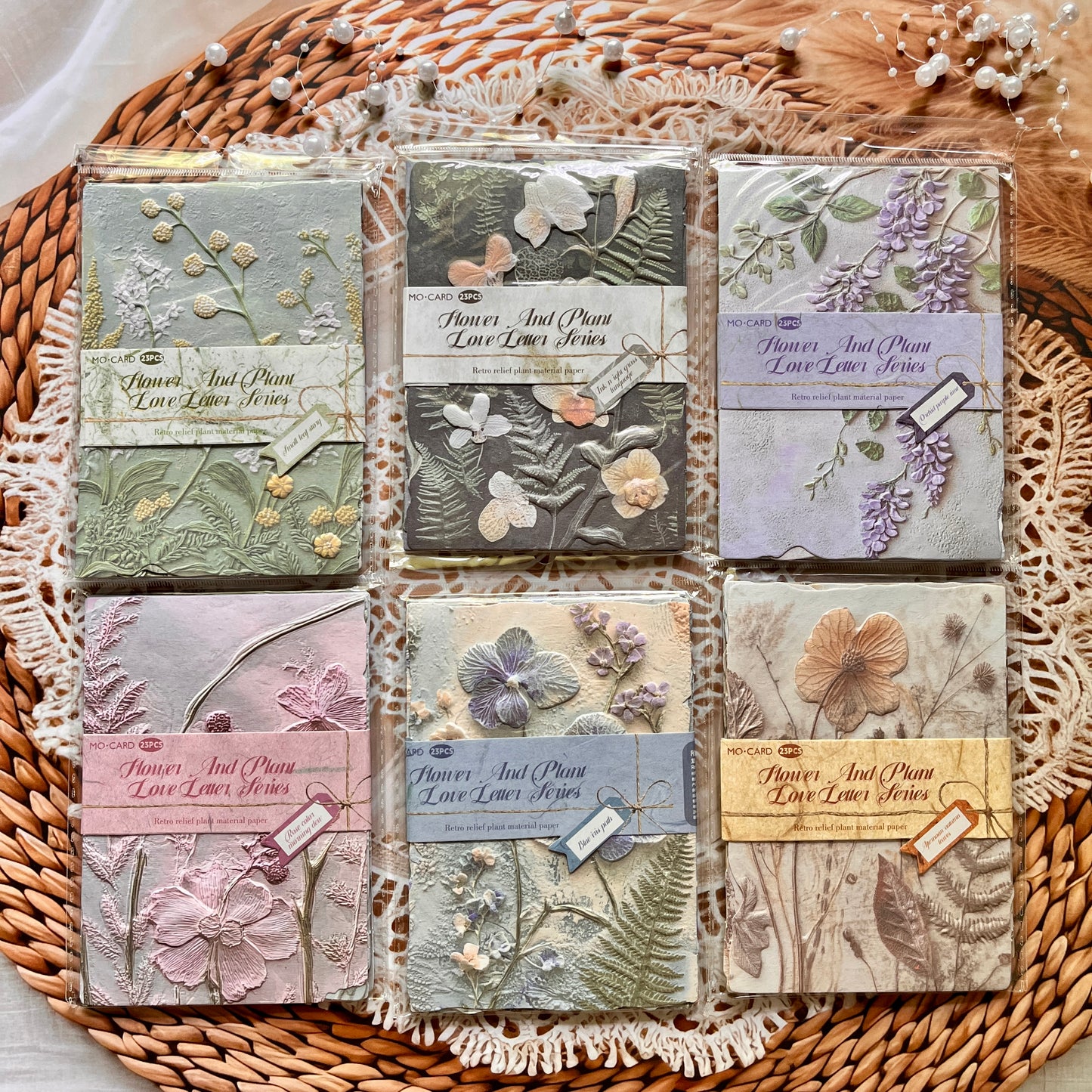23 Pcs Flower and Grass Love Letter Series Vintage Relief Floral Material Paper