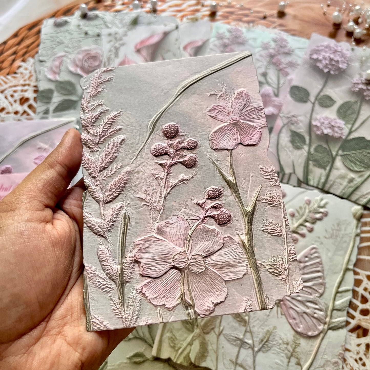 23 Pcs Flower and Grass Love Letter Series Vintage Relief Floral Material Paper