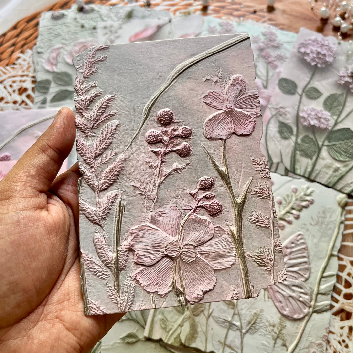 23 Pcs Flower and Grass Love Letter Series Vintage Relief Floral Material Paper