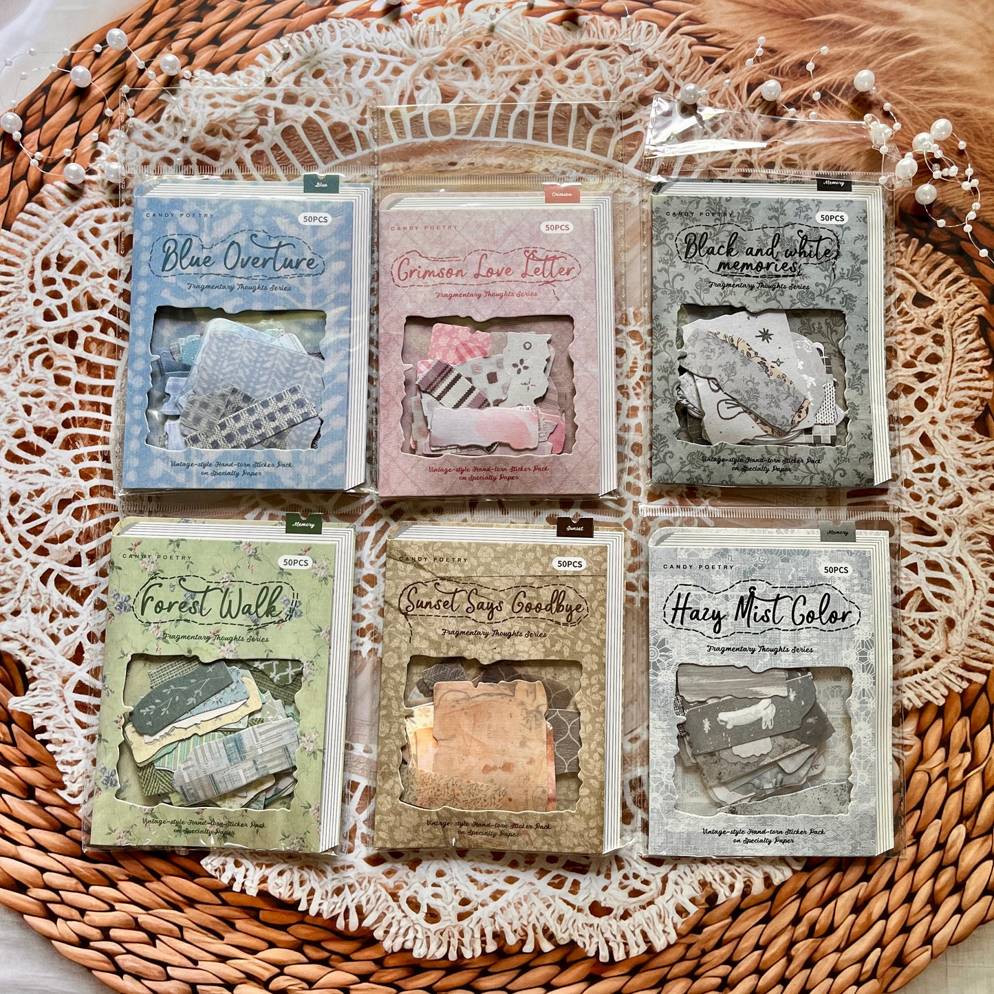 50 pcs Fragment Fabric Series Vintage stickers