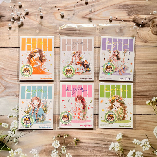 10 Pcs Girly Theme Glitter Sand Beauty Manor Series PET Stickers