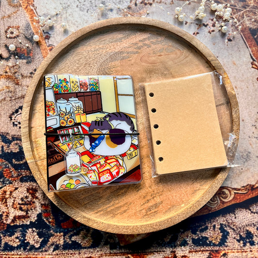 1 Pc Loose-Leaf Lynx Story M5 Notebook with Band Closure and Charm