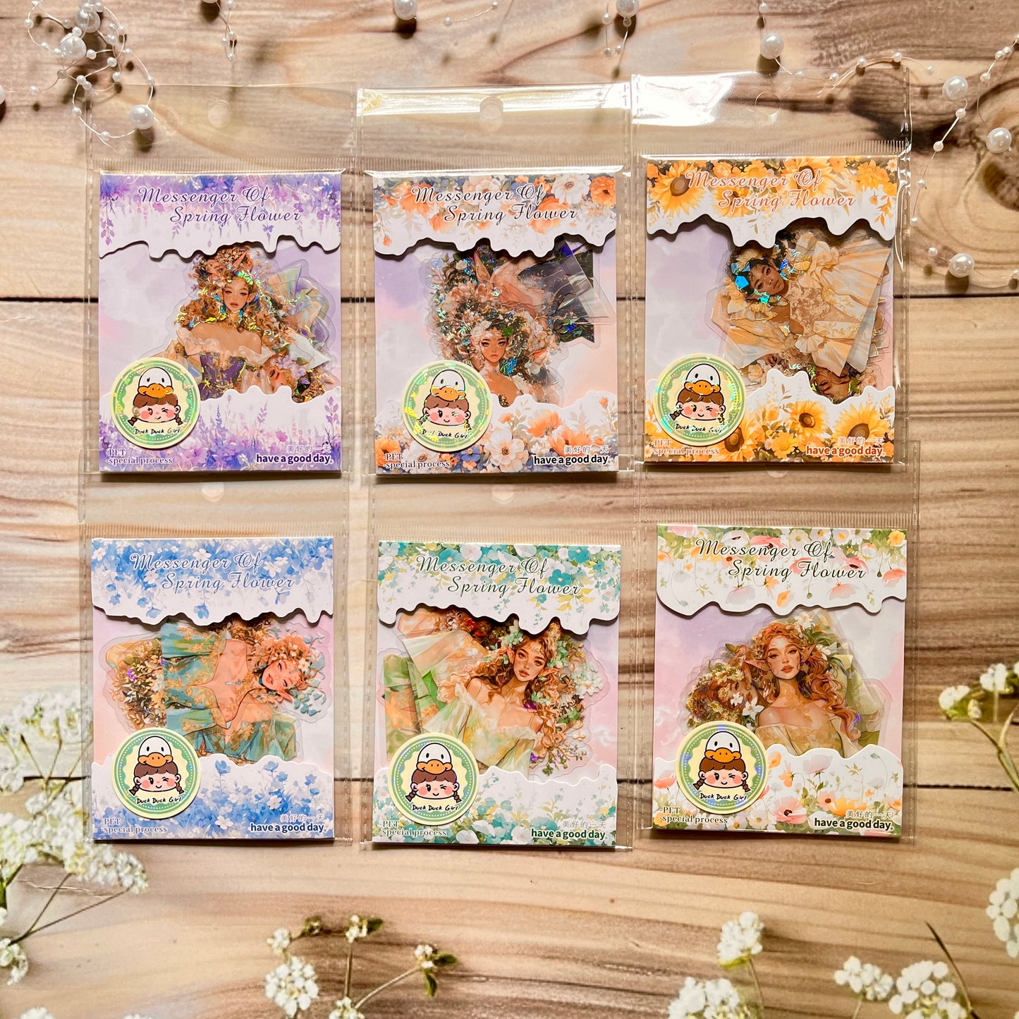 10 Pcs Messenger of Spring Flower Series Vintage Spring Girl Theme Pet Stickers