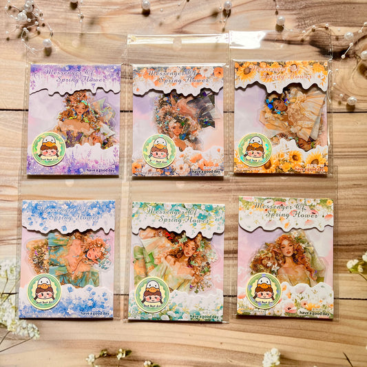 10 Pcs Messenger of Spring Flower Series Vintage Spring Girl Theme Pet Stickers