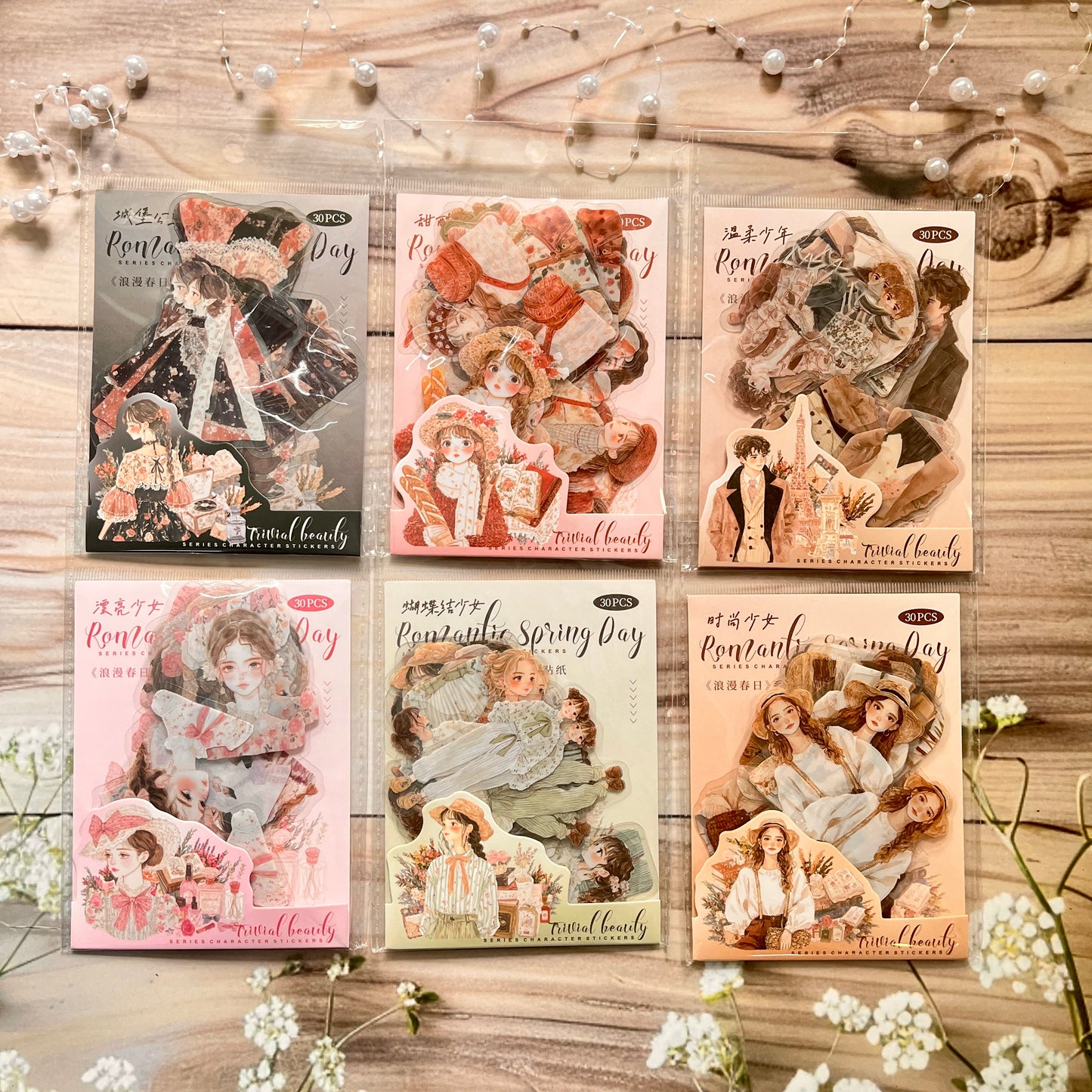 30 Pcs Romantic Spring Day Series Vintage Character Pet Stickers