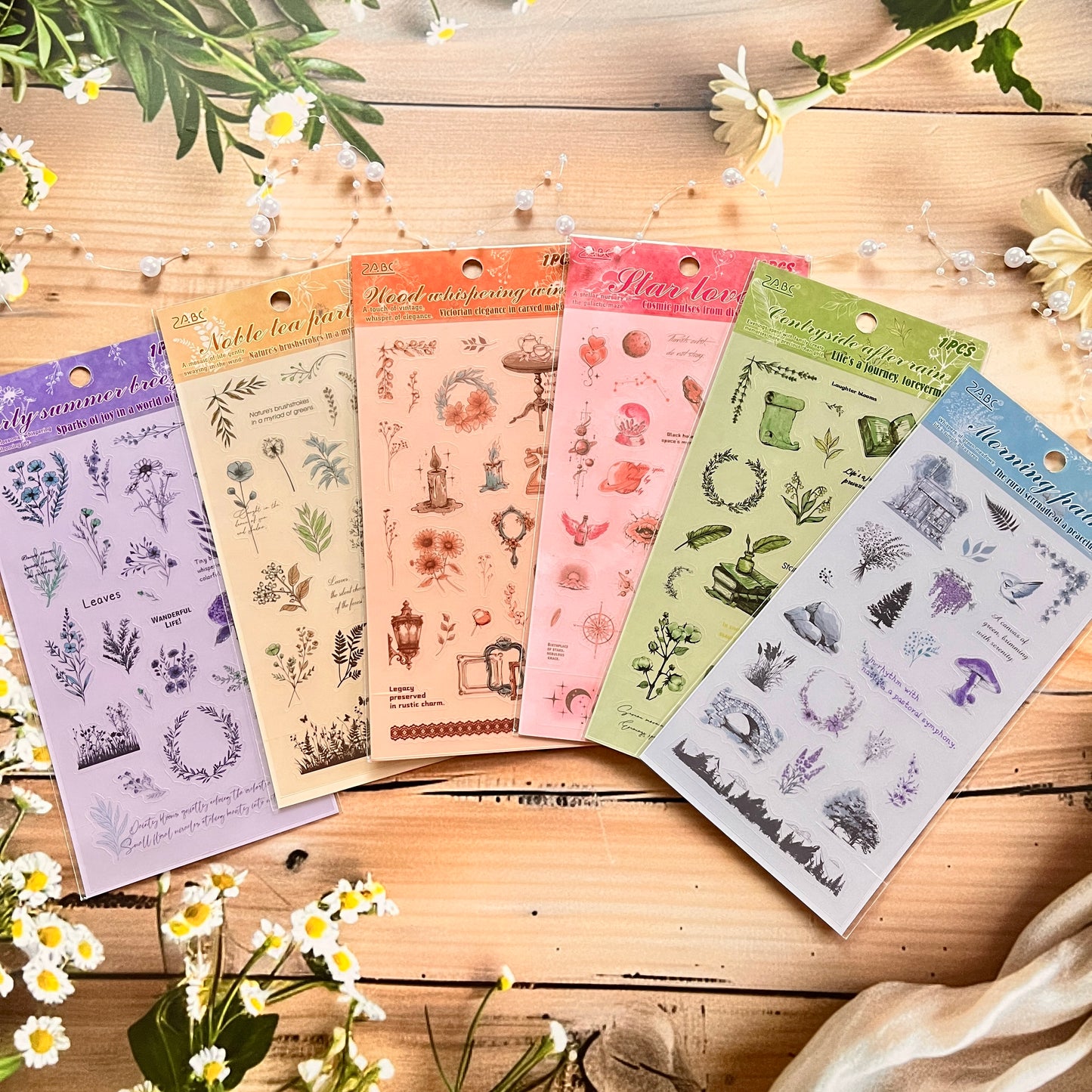1 Sheet Graffiti Retro Cut Daily Floral Film PET Sticker Pack