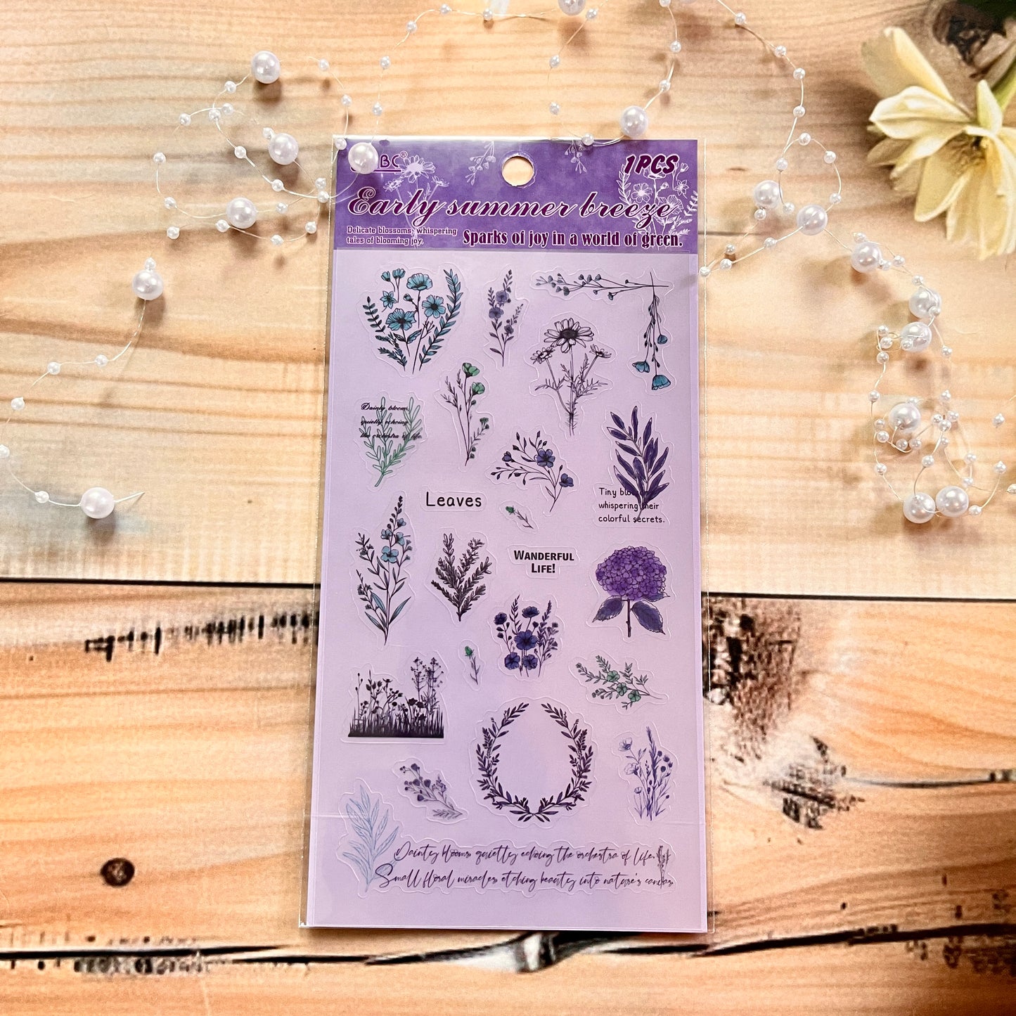 1 Sheet Graffiti Retro Cut Daily Floral Film PET Sticker Pack