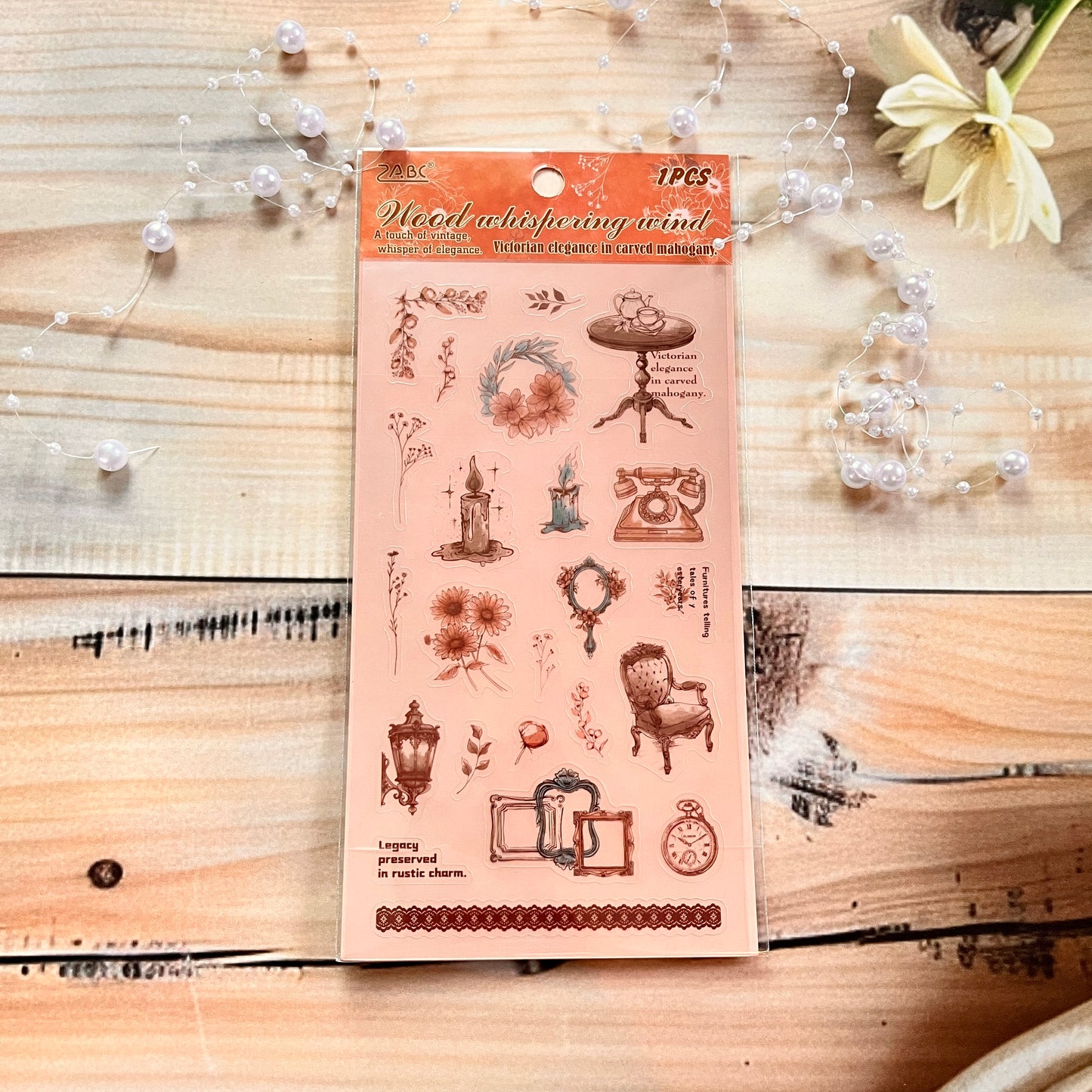 1 Sheet Graffiti Retro Cut Daily Floral Film PET Sticker Pack