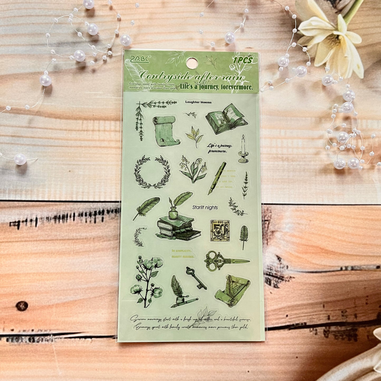 1 Sheet Graffiti Retro Cut Daily Floral Film PET Sticker Pack